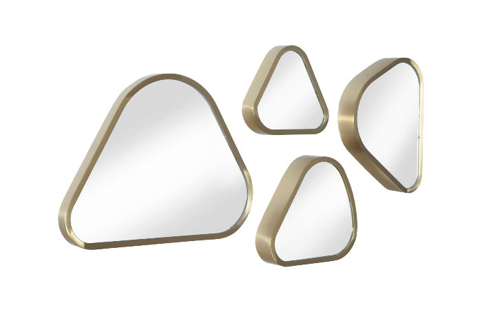 Pebble Mirrors Set of 4, Brushed Brass