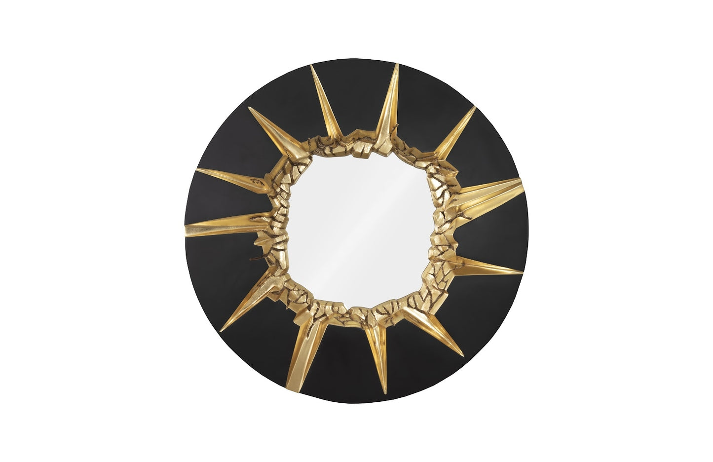 Circular Cracked Black and Gold Mirror