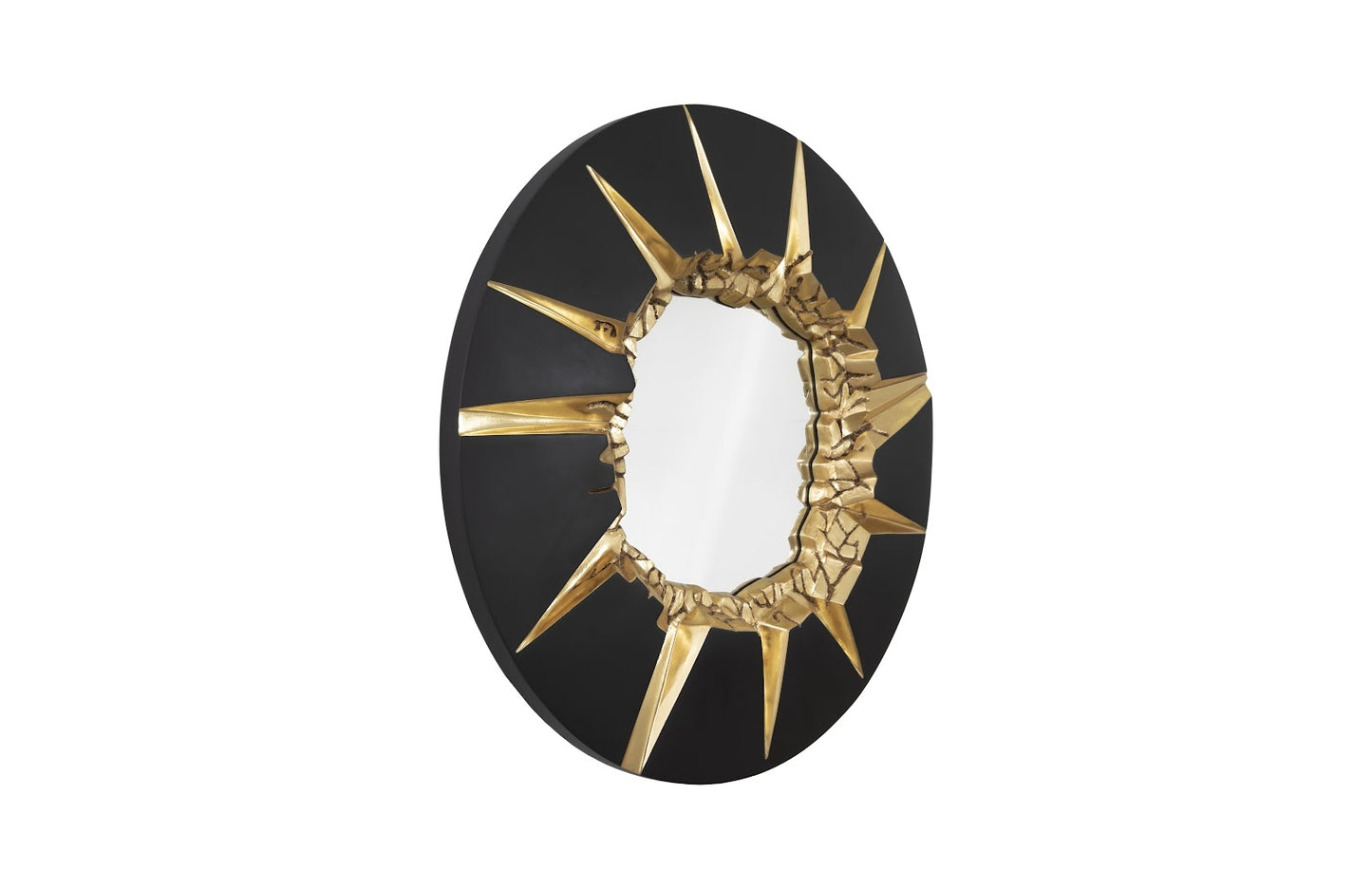Circular Cracked Black and Gold Mirror