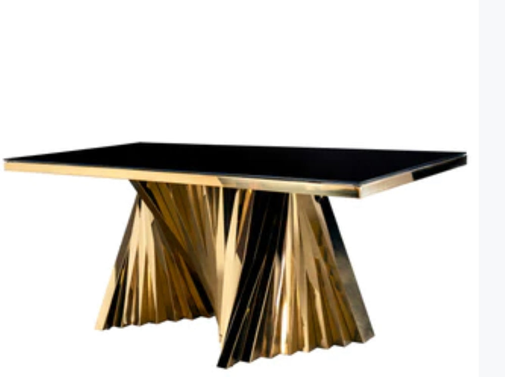 WATERFALL RECTANGULAR GLASS TOP DINING TABLE