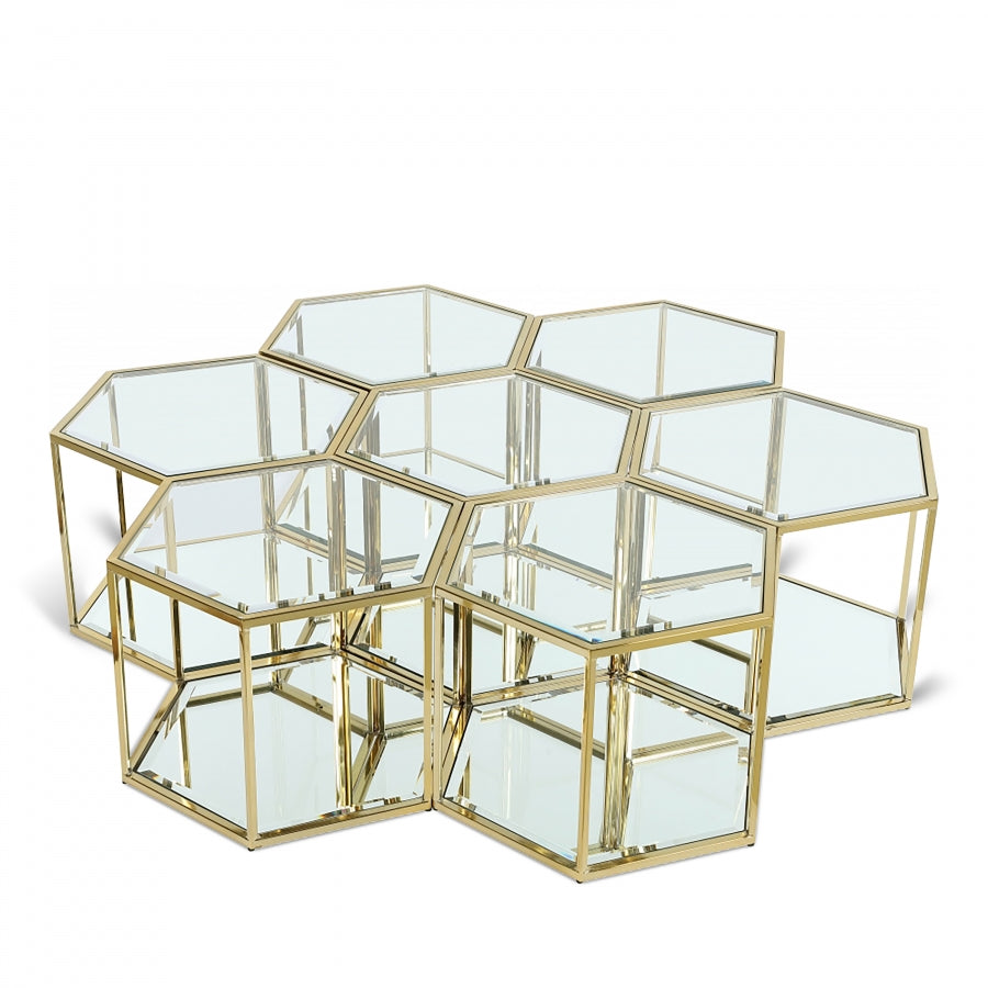 Luxury Glass Honeycone 7 Piece Coffee Table