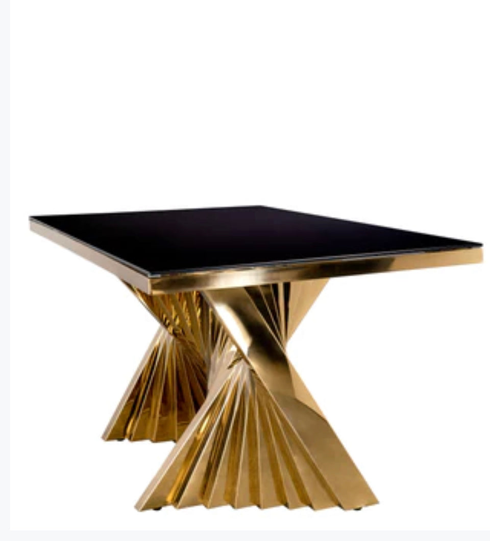 WATERFALL RECTANGULAR GLASS TOP DINING TABLE