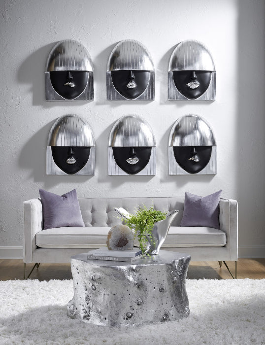 Fashion Faces Large Smile Black and Silver Wall Art