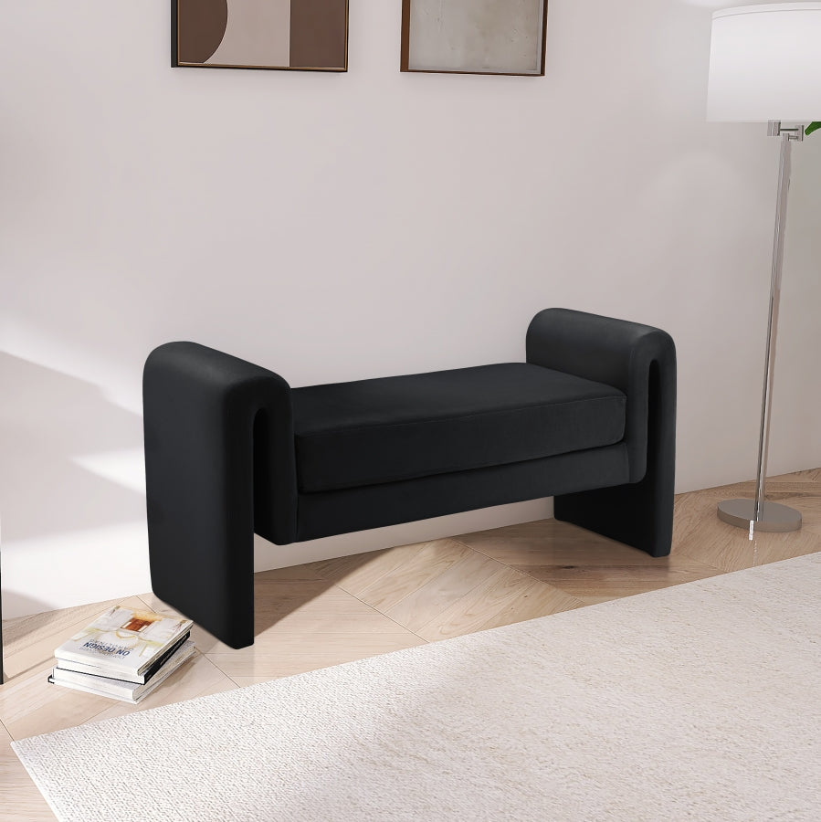 Curved Arm Velvet Bench