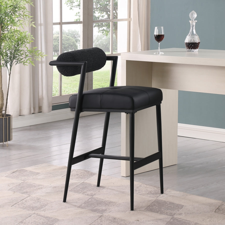 Sphere Back Fabric Faux Leather Bar / Counter Stools Set of 2
