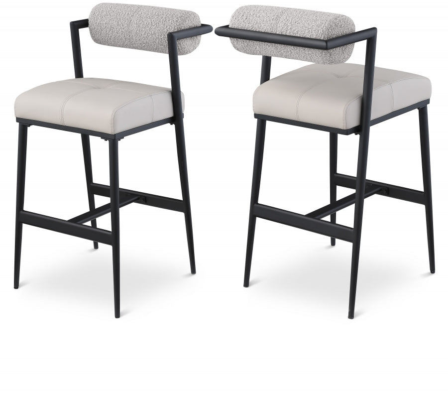 Sphere Back Fabric Faux Leather Bar / Counter Stools Set of 2