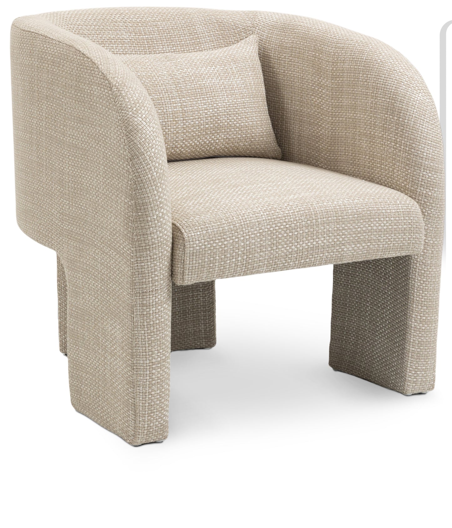 Modern Round Back Weaved Fabric Accent Chair