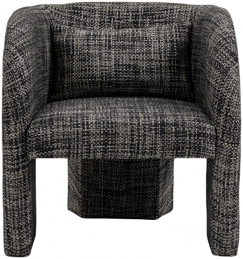 Modern Round Back Weaved Fabric Accent Chair