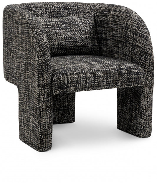 Modern Round Back Weaved Fabric Accent Chair