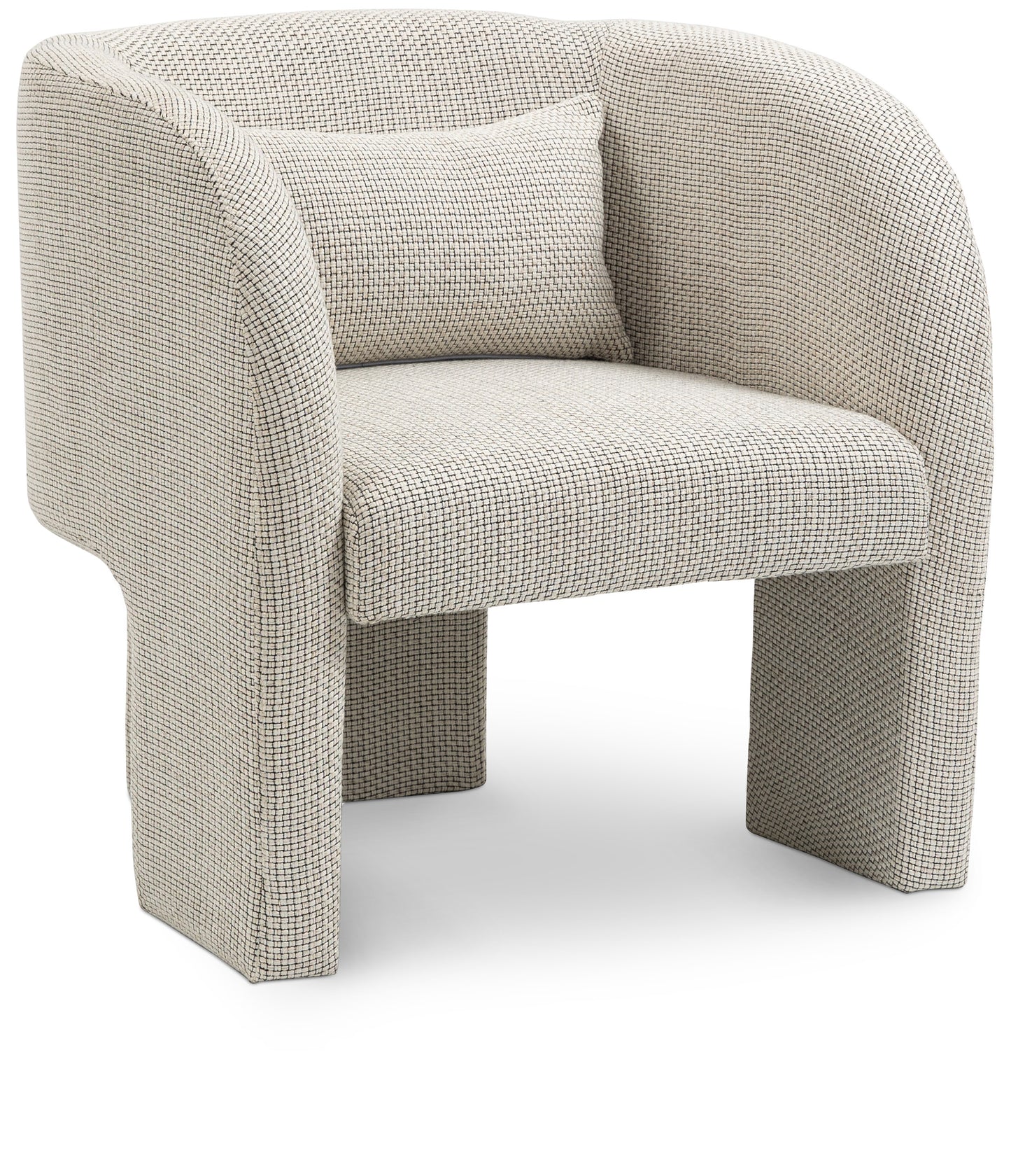 Modern Round Back Weaved Fabric Accent Chair