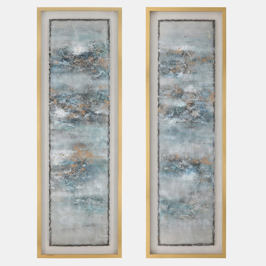 Blue Gray Gold Multi Color Abstract Canvas