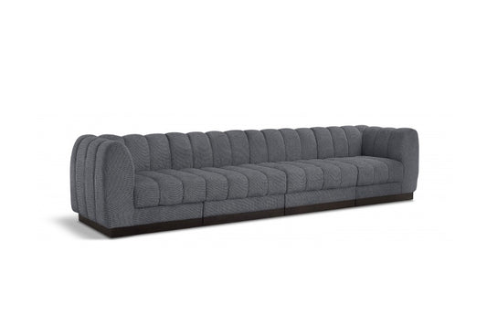 London Chenille Fabric Sofa with Arms- 4 Seat