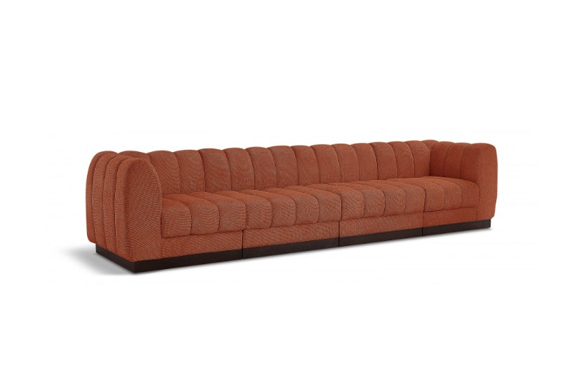 London Chenille Fabric Sofa with Arms- 4 Seat