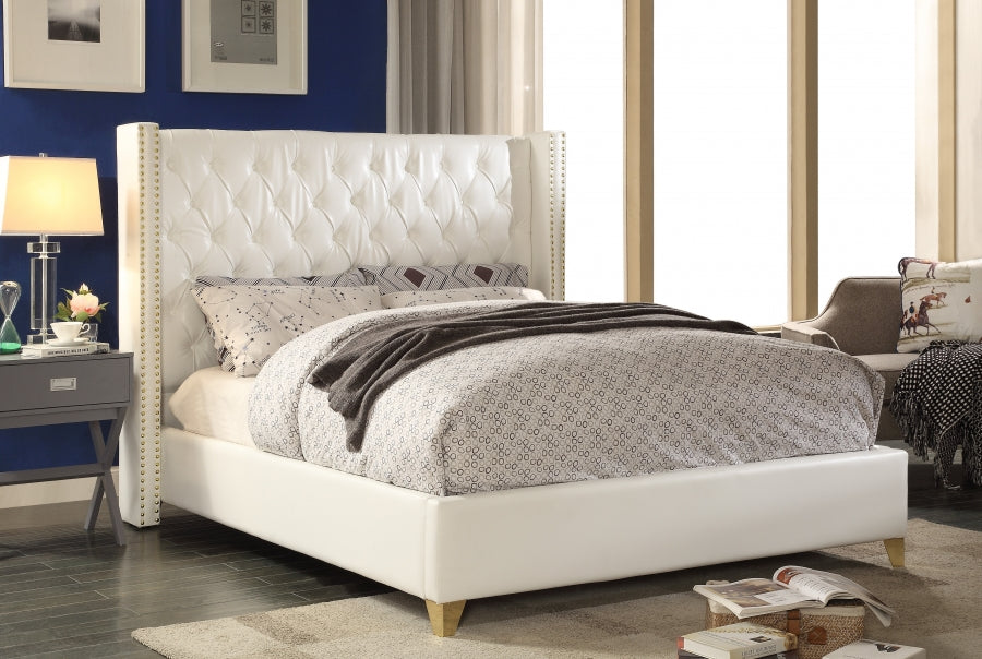 California White Bonded Leather Bed