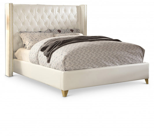 California White Bonded Leather Bed