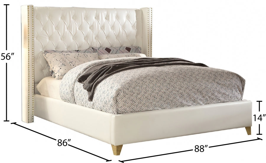 California White Bonded Leather Bed