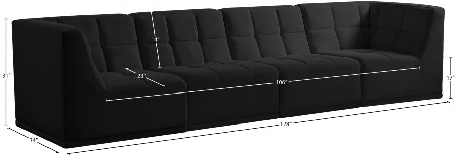 Brian Velvet Modular 128" Sofa