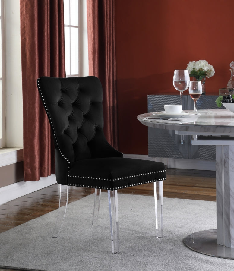 Diamond Velvet Dining Chair with Acrylic Legs Set of 2