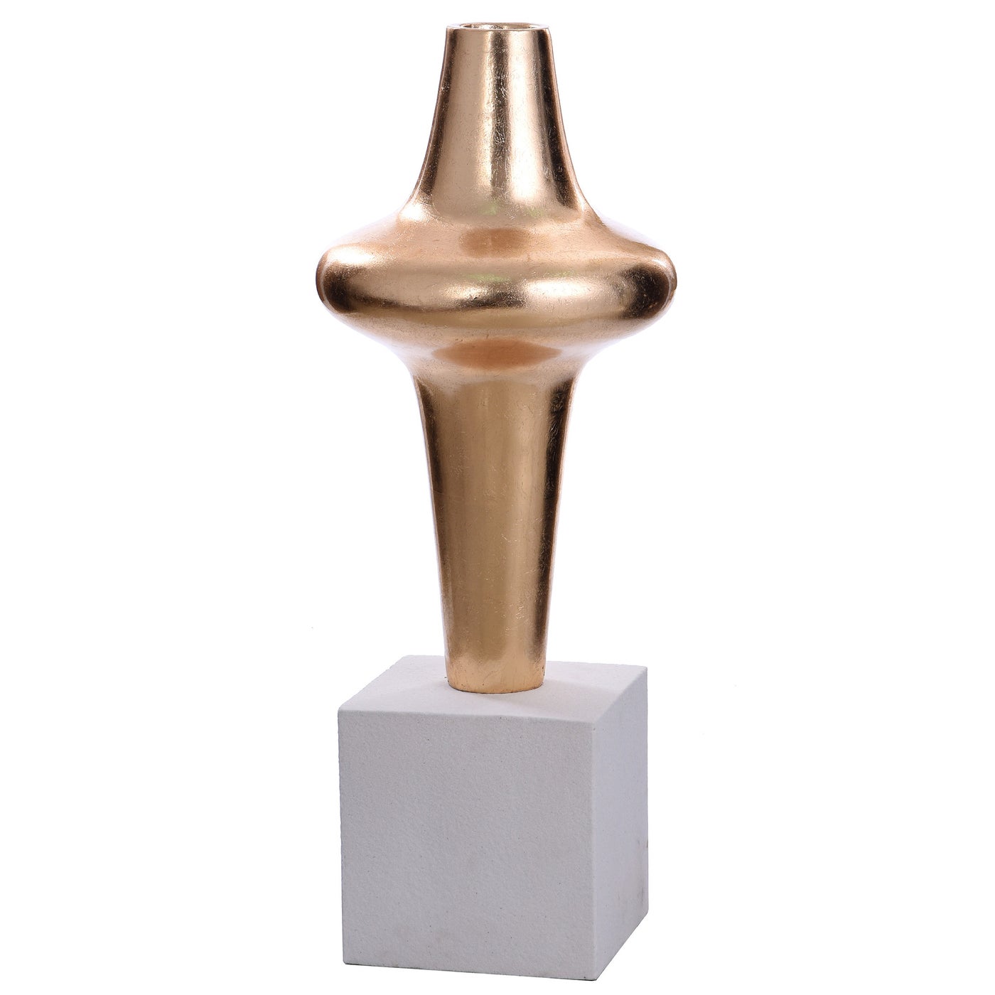Vase- Large | Gloss Gold Finish On Resin With Frosted White Base