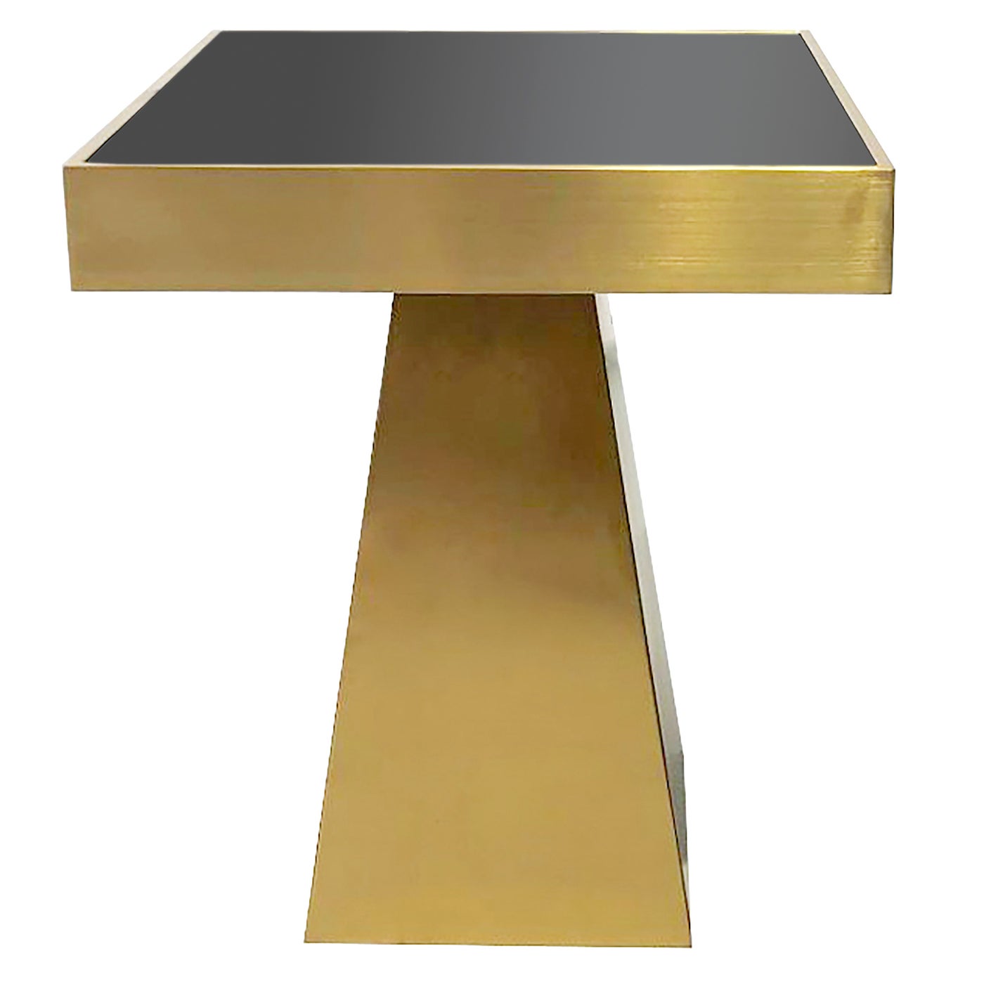 BRYANT END TABLE | Brushed Gold Finish on Metal with Black Glass Top