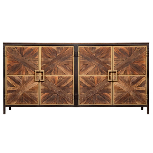 ATHENS SIDEBOARD | Reclaimed Walnut Finish on Mango Wood with Black and Gold Finish on Metal Frame |