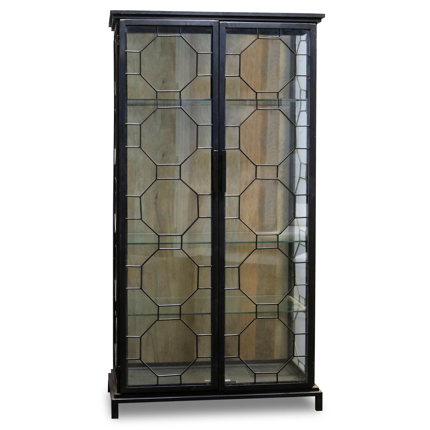 READING CABINET | Black Finish on Metal Frame with Clear Glass | 2 Door
