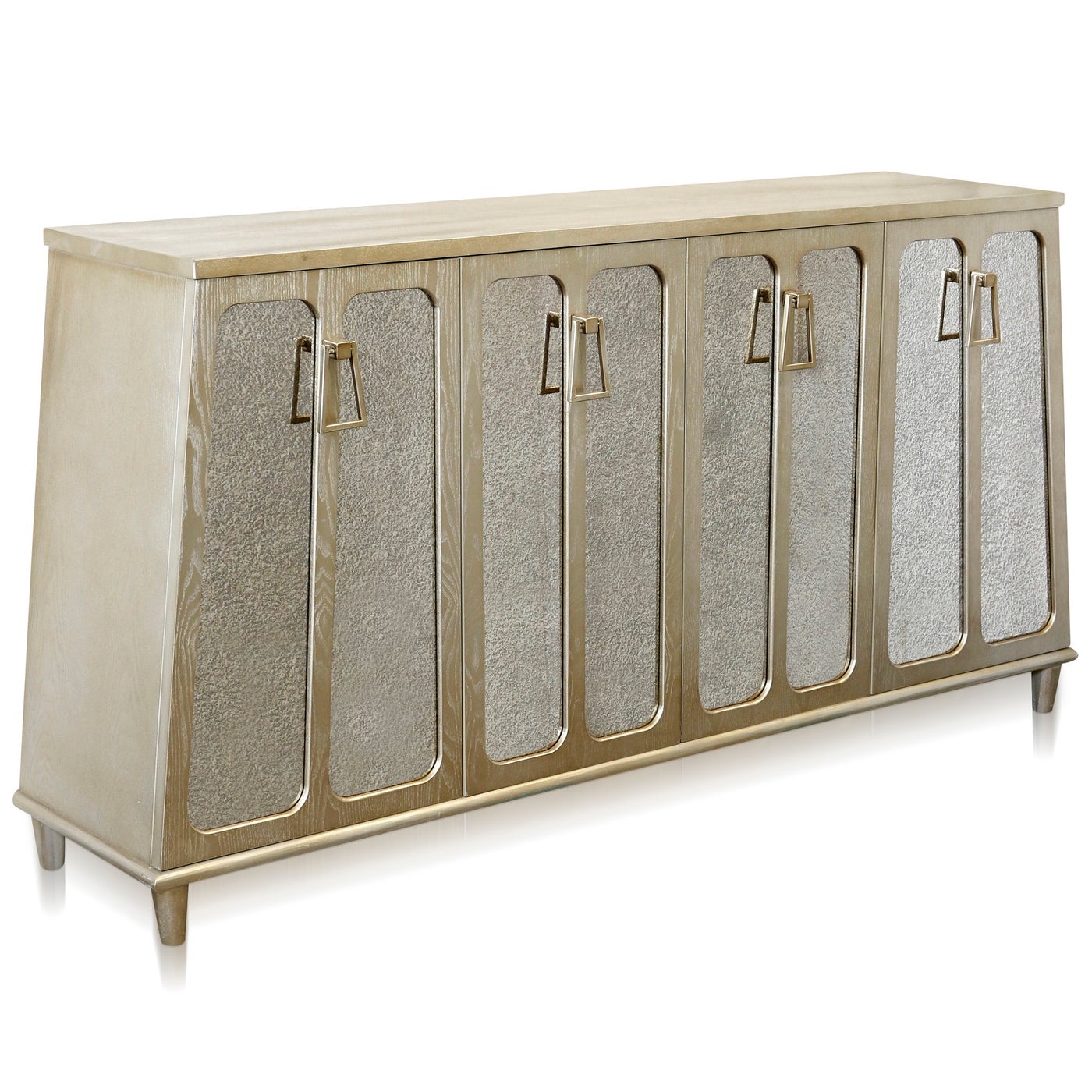 BARNES SIDEBOARD | Charcoal Champagne Finish on Hardwood with Antique Mirror | 4 Door