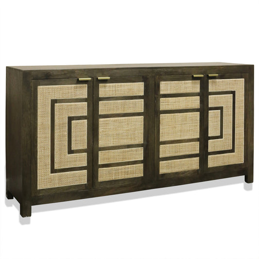 Four Natural Rattan Woven Doors | Solid Mango Wood | 18in X 80in X 40in