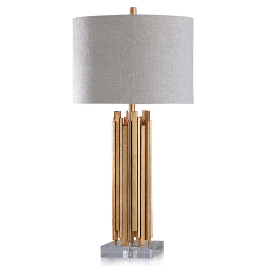 VENETIAN TABLE LAMP | Gold Finish on Metal Body with Crystal Base | Hardback Shade | 150 Watt