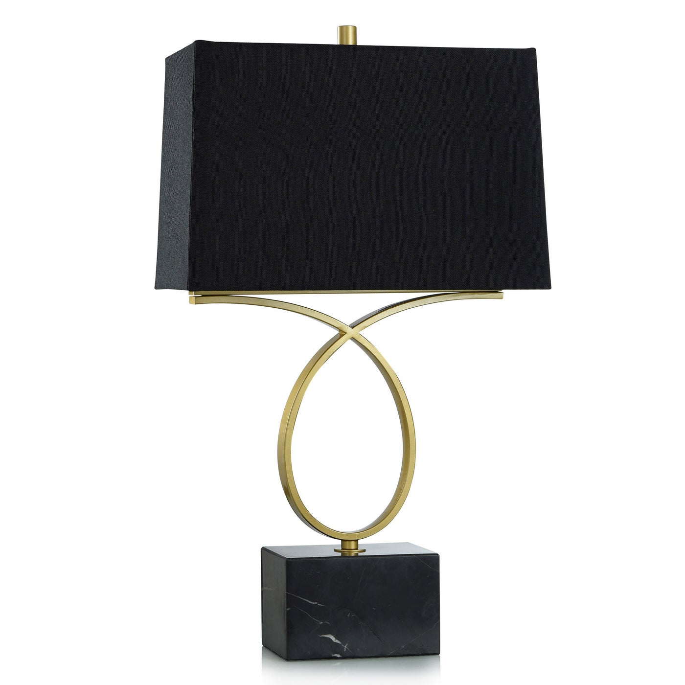 SAFFRON TABLE LAMPS | Brass Finish on Metal with Black Marble Base | Hardback Shade