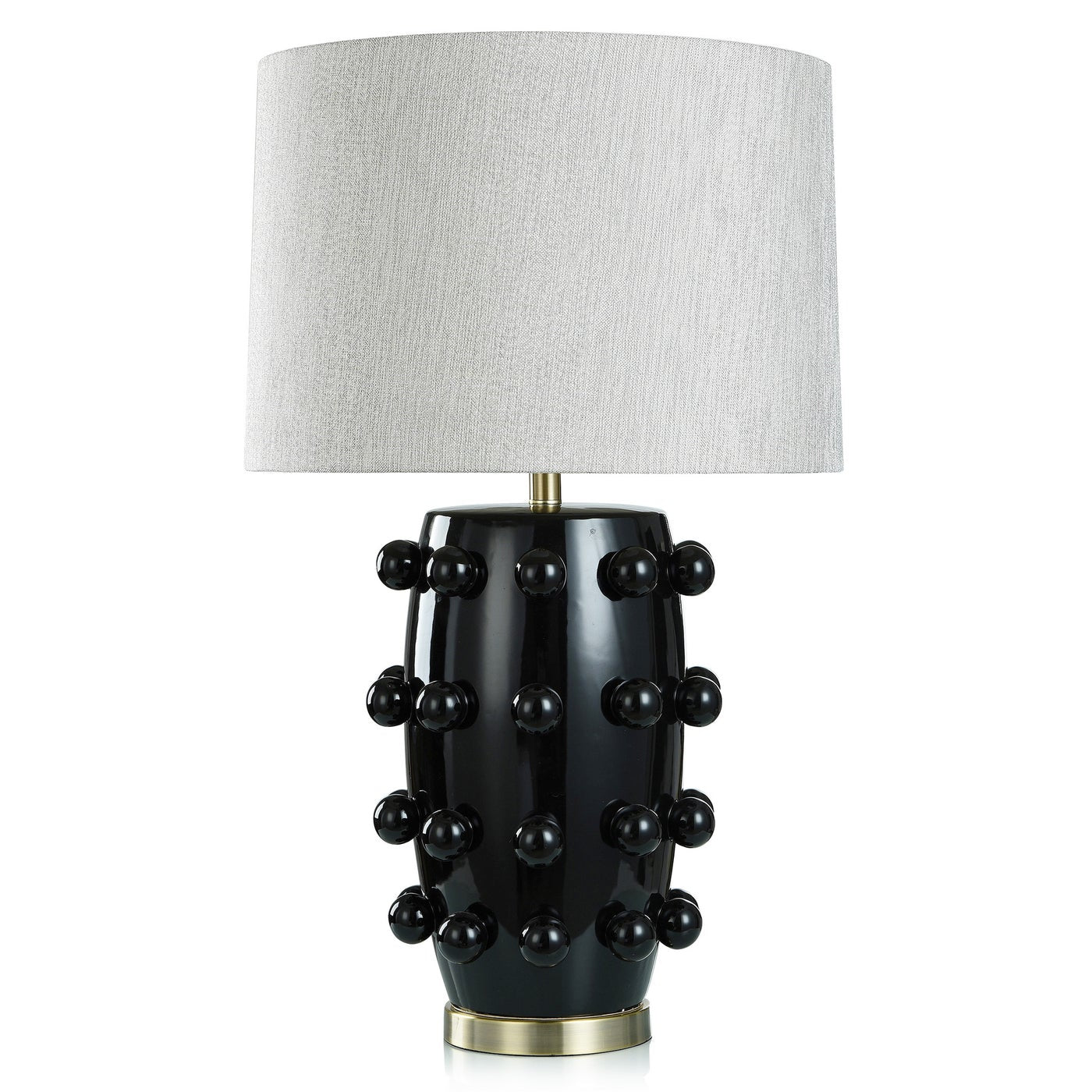 MARNI TABLE LAMP- BLACK | Black Finish on Ceramic Body with Brass Base | Hardback Shade