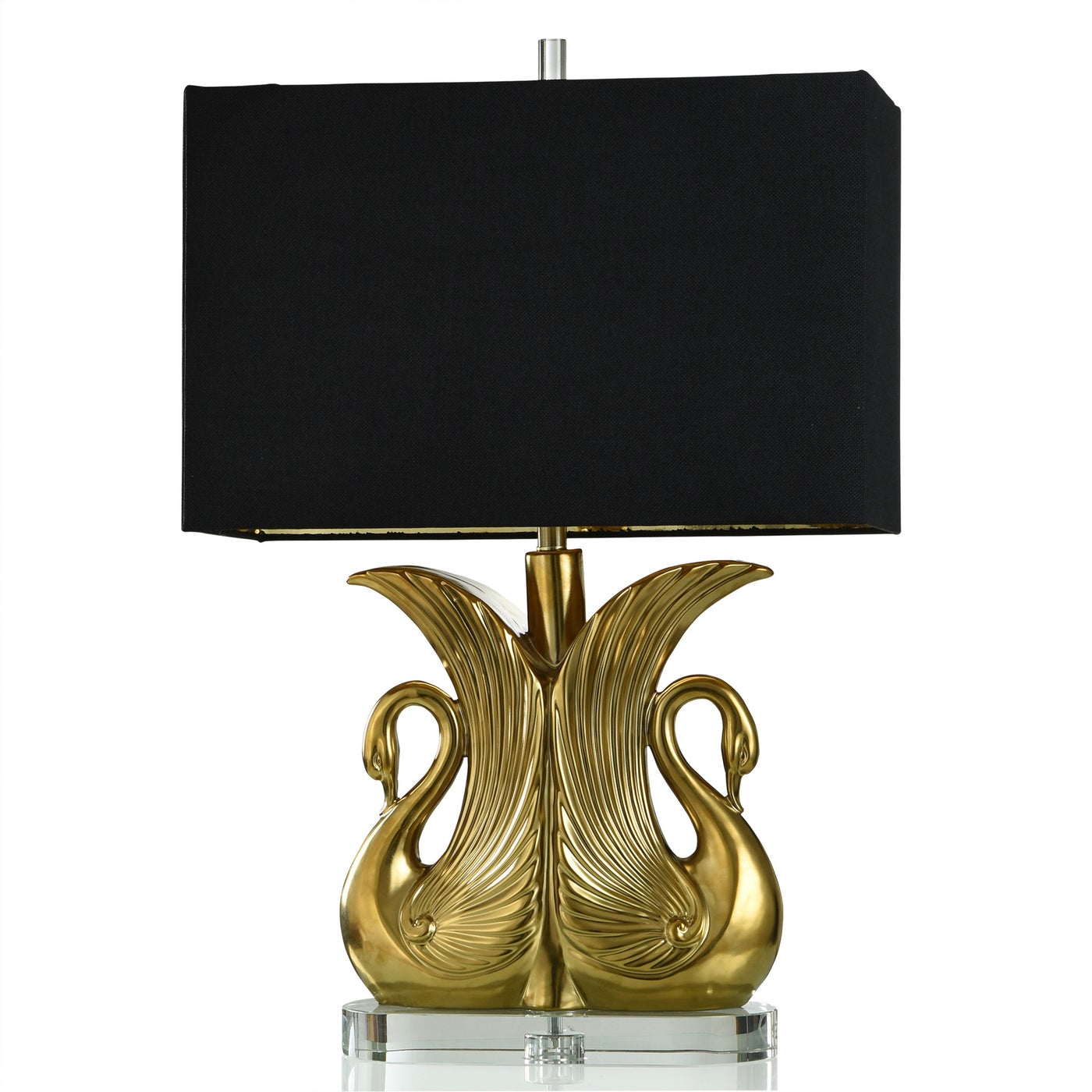 VOGEL TABLE LAMP | Antique Gold on Ceramic Body with Crystal Base | Hardback Shade