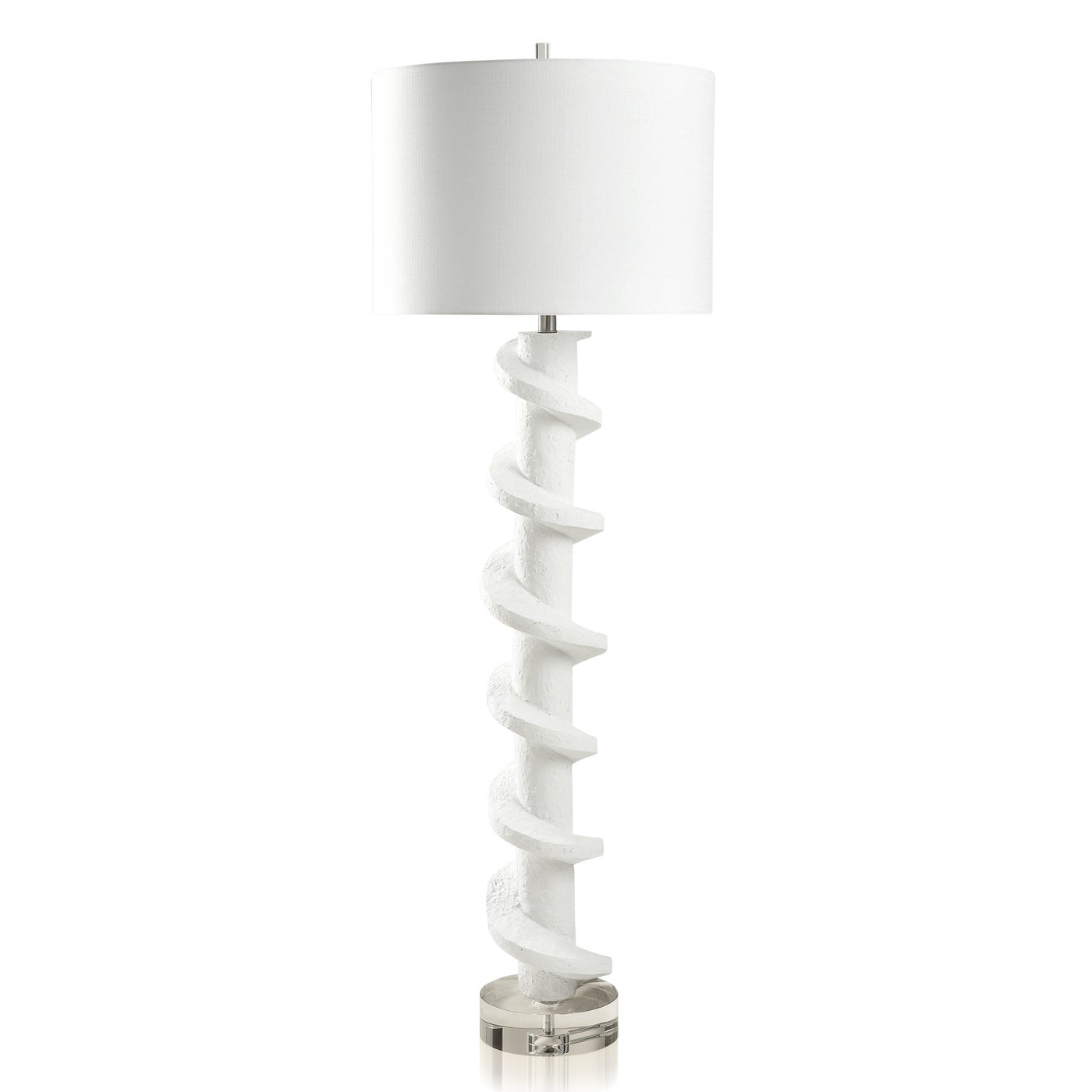 RUDNICK FLOOR LAMP | White Plaster Finish on Resin Body with Crystal Base | Hardback Shade