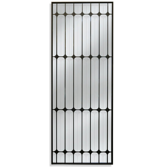 Swindell Floor Mirror | Industrial Window Pane Design In Matte Black Finish | 84 H X 32 W X 2 D