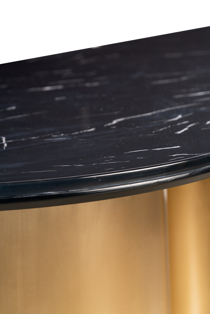 SLATE || BLACK MARBLE TOP OVAL DINING TABLE FOR 6