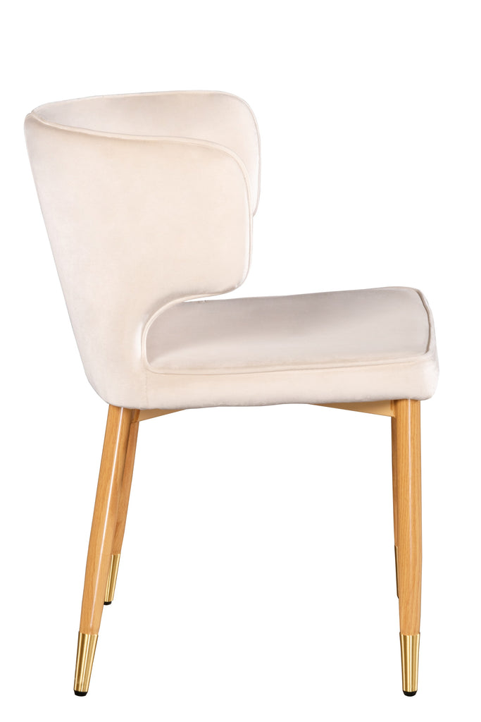 Kayla Upholstered Dining Chair In Ivory Velvet