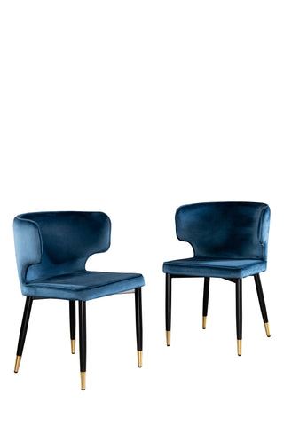 Kayla Upholstered Dining Chair In Blue Velvet