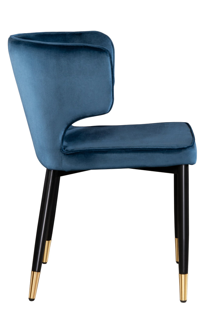 Kayla Upholstered Dining Chair In Blue Velvet