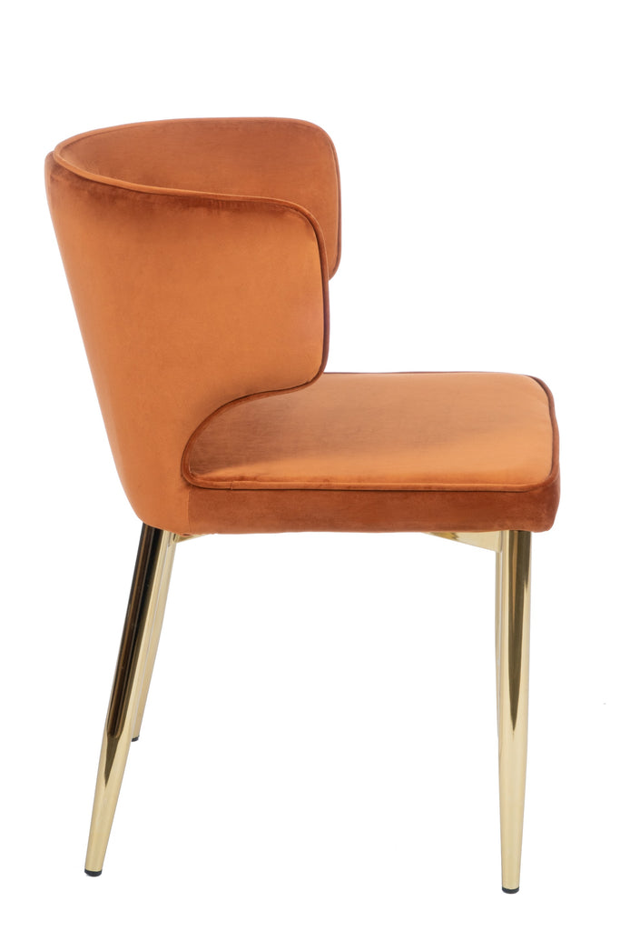 Kayla Upholstered Dining Chair In Burnt Orange