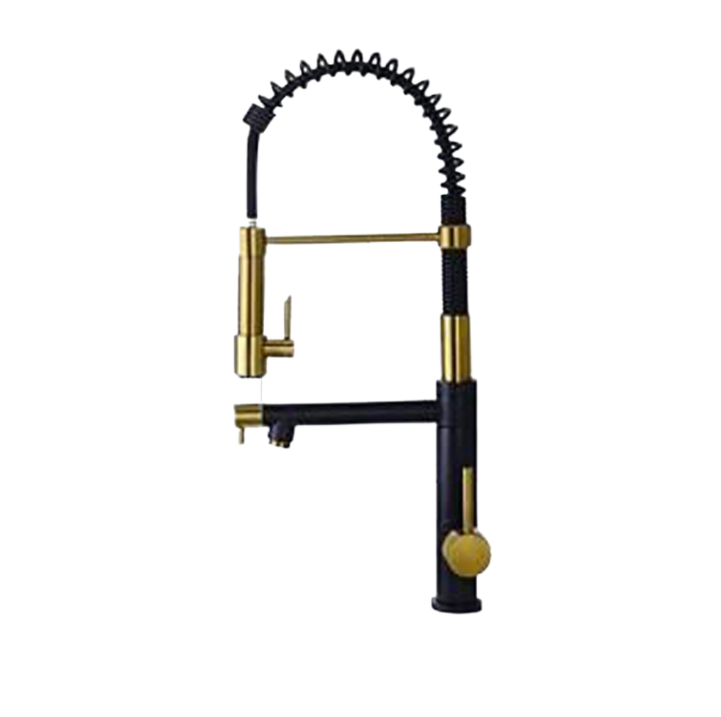 Luxury Pre-Rinse Kitchen Brushed Gold/Black Faucet