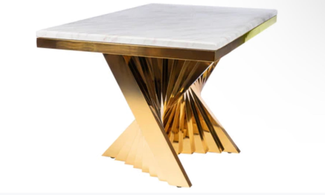 WAVE RECTANGULAR MARBLE TOP DINING TABLE