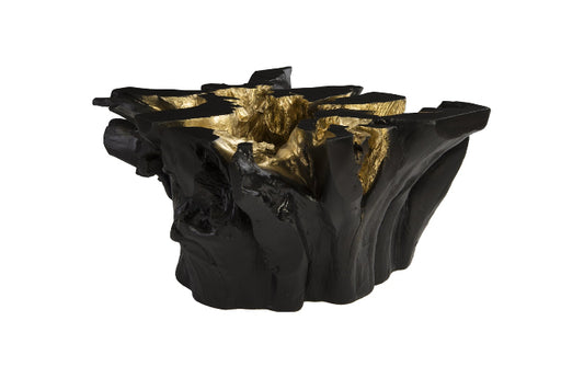 Noir Cast Root Coffee Table, Black and Gold Leaf