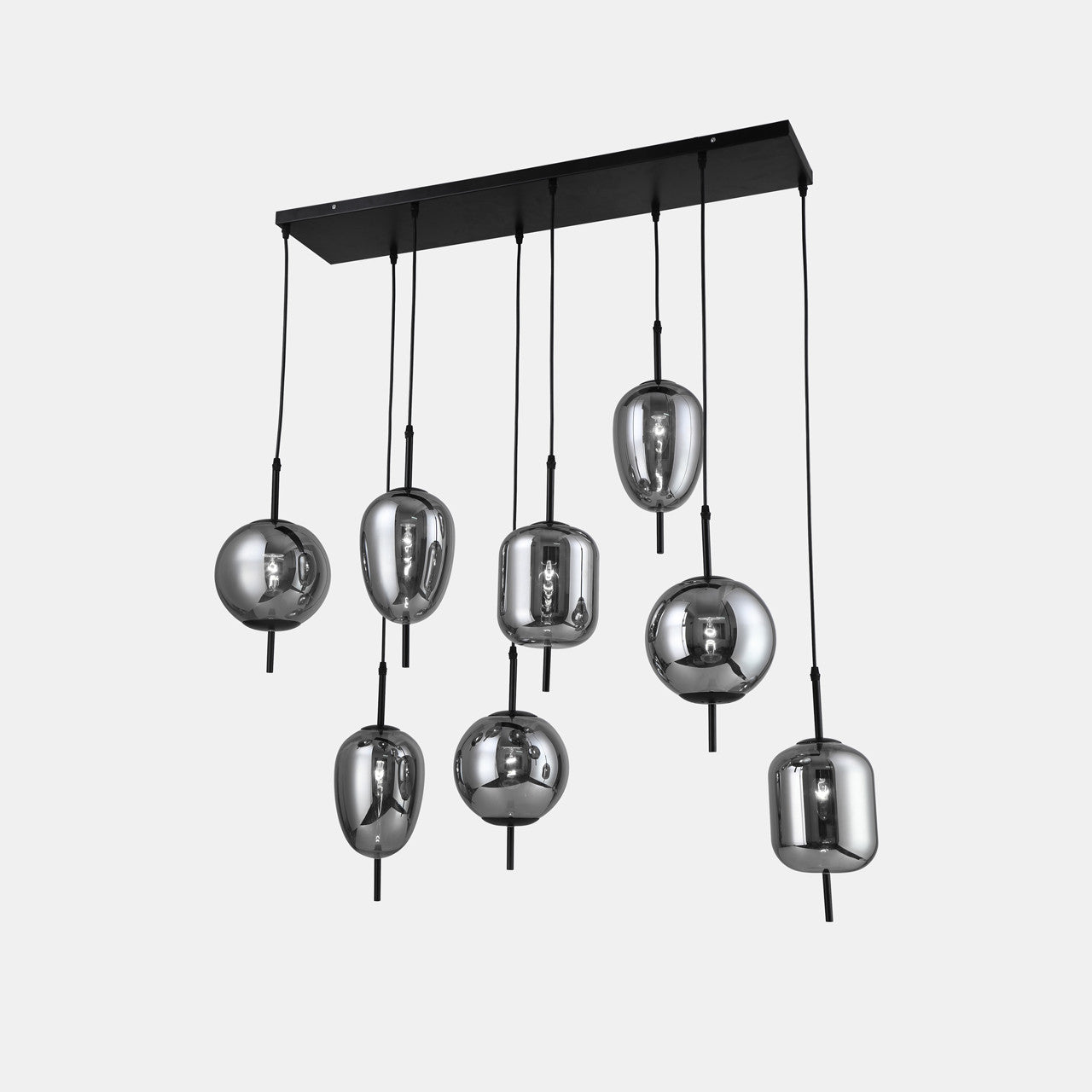 Pendant Lamp With 8 Light, Smoke Glass