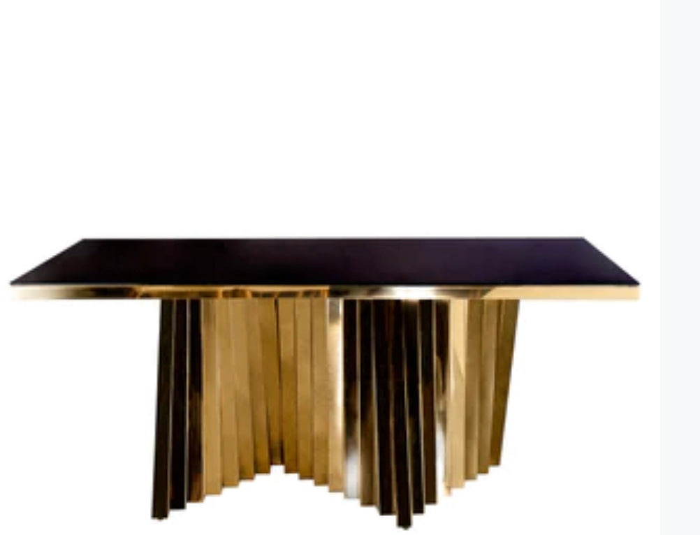 WATERFALL RECTANGULAR GLASS TOP DINING TABLE