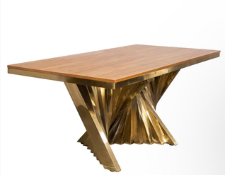 WOOD-WATERFALL RECTANGULAR WOOD TOP DINING TABLE