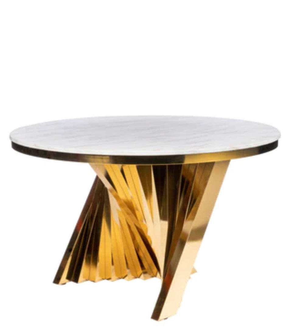 WAVE MARBLE TOP DINING TABLE IN GOLD