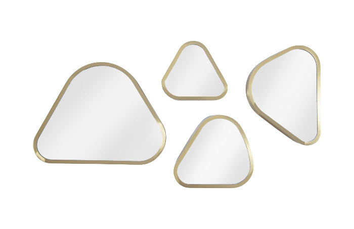 Pebble Mirrors Set of 4, Brushed Brass