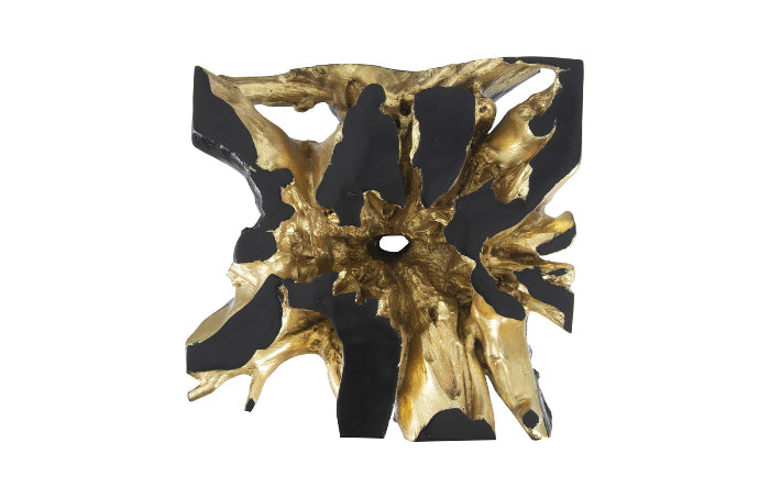 Noir Cast Root Coffee Table, Black and Gold Leaf
