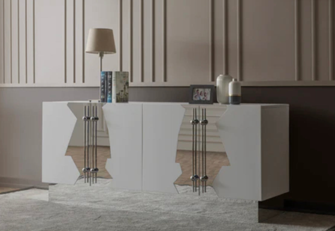 CALLISTA SIDEBOARD IN WHITE AND SILVER