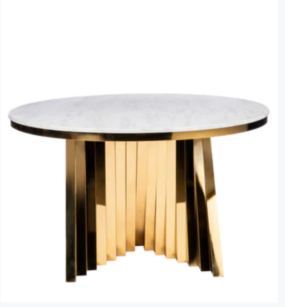 WAVE MARBLE TOP DINING TABLE IN GOLD